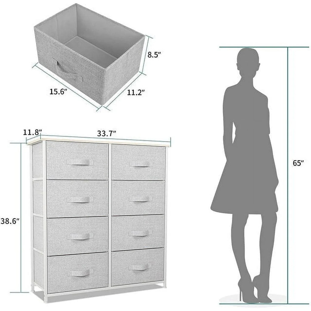 Light Gray 8 Fabric Drawers Storage Tower X43082