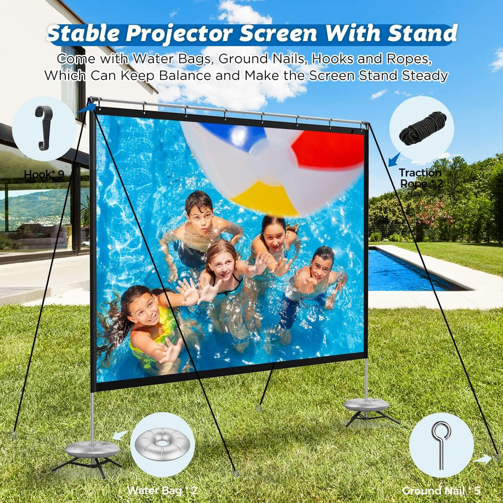 120 inch Portable Projector Screen with Stand and Carry Bag P675539