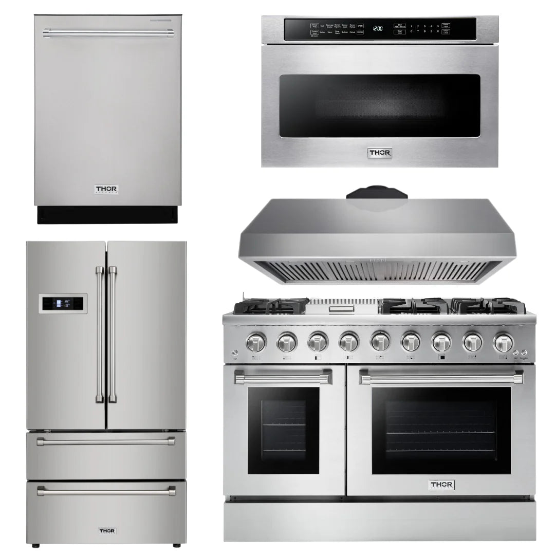 48 Gas Range, Range Hood, Refrigerator, Dishwasher, Microwave E3172