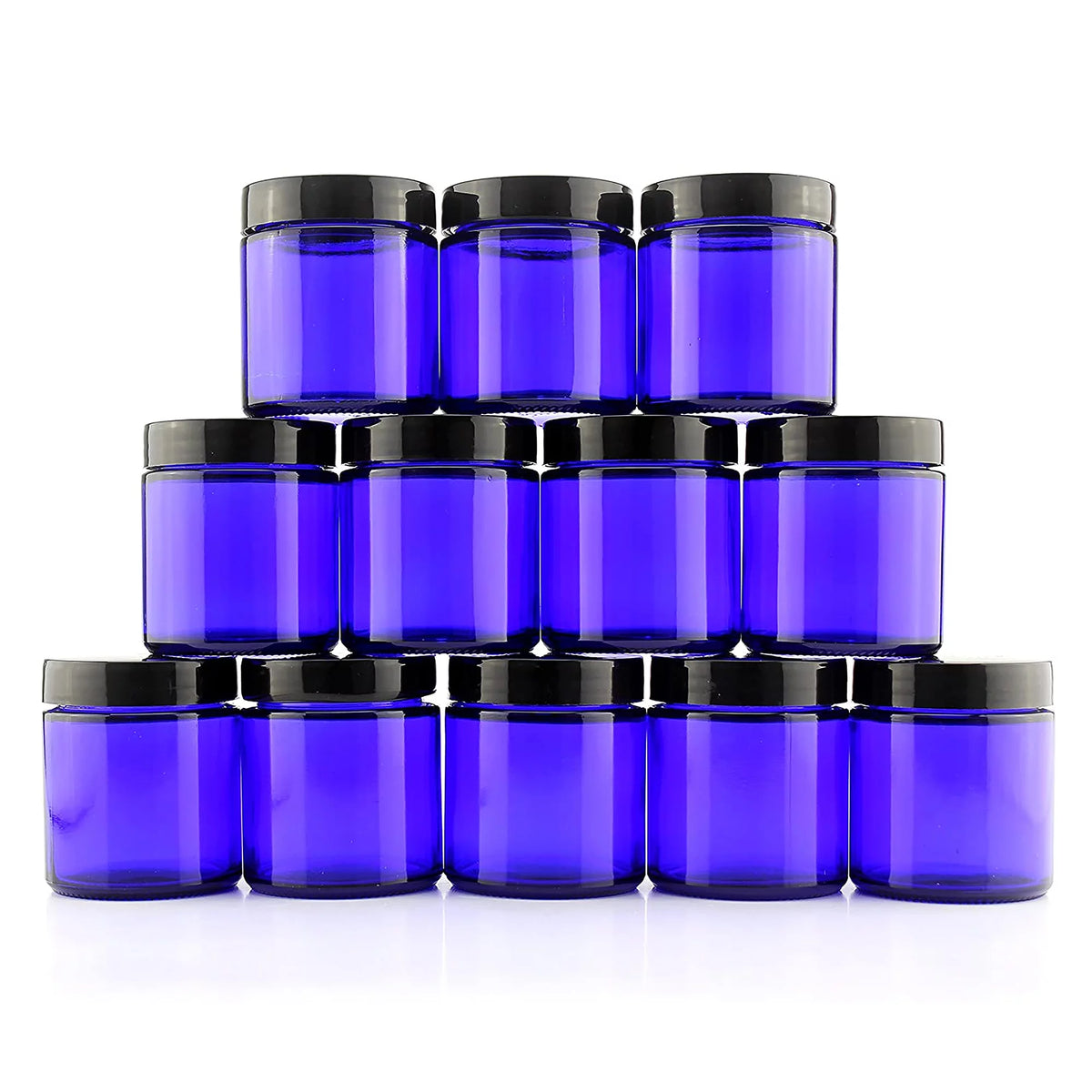 Cobalt Blue Glass Cosmetic Jars 12-Pack F198694