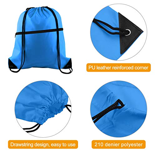 12Pcs Drawstring Backpack Bags with Zipper Pocket and Headphone Hole X242678