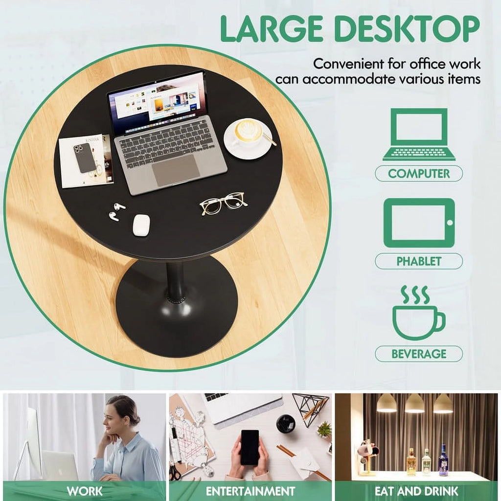 Round Bar Height Cocktail Table Metal Base MDF Top Black X56693