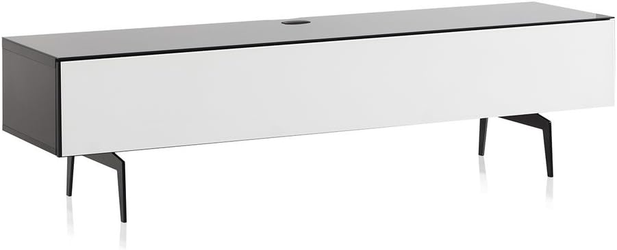 Black Wood and Glass TV Stand with Metal Legs E567893