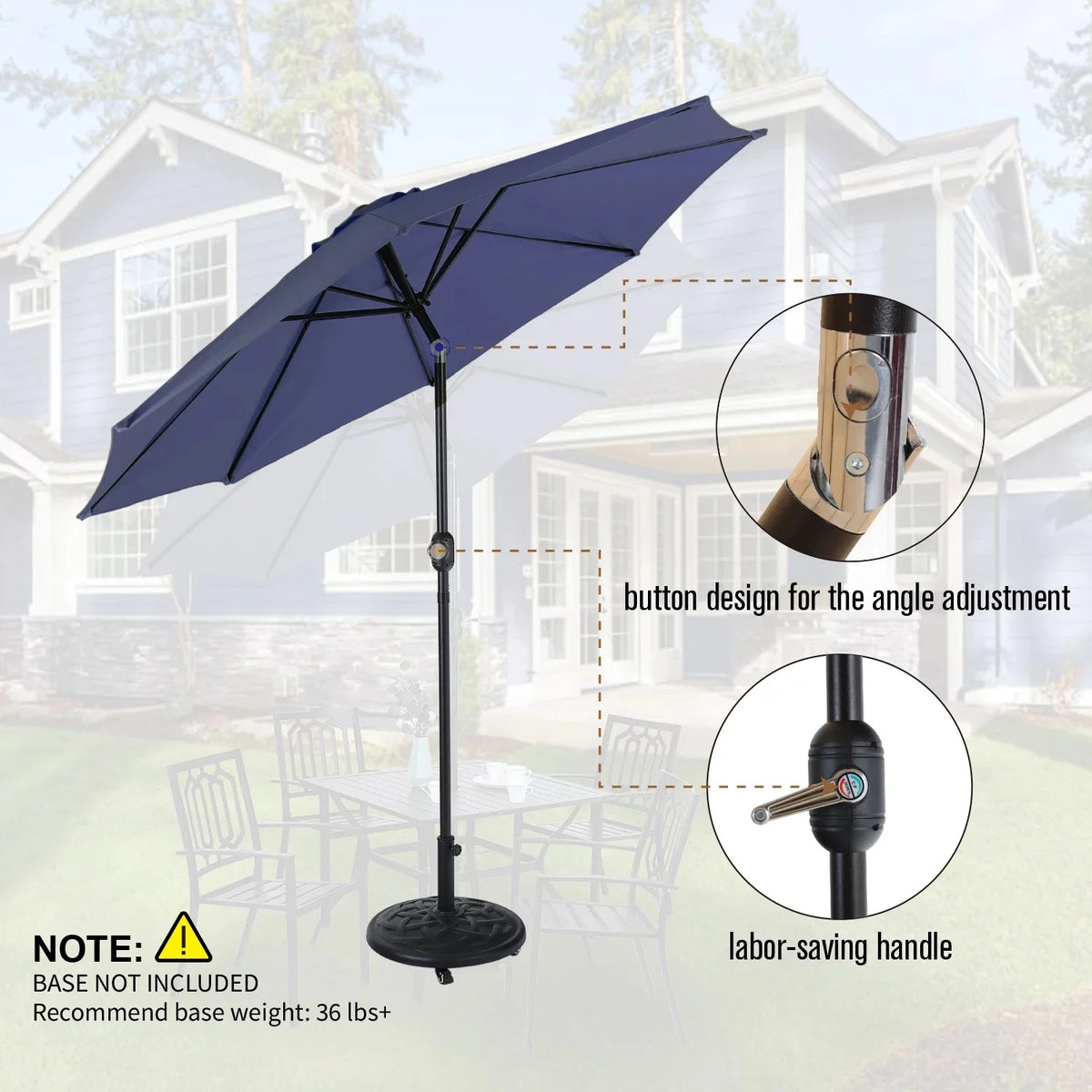 6-Piece Outdoor Patio Dining Set with 9 ft Umbrella B579821