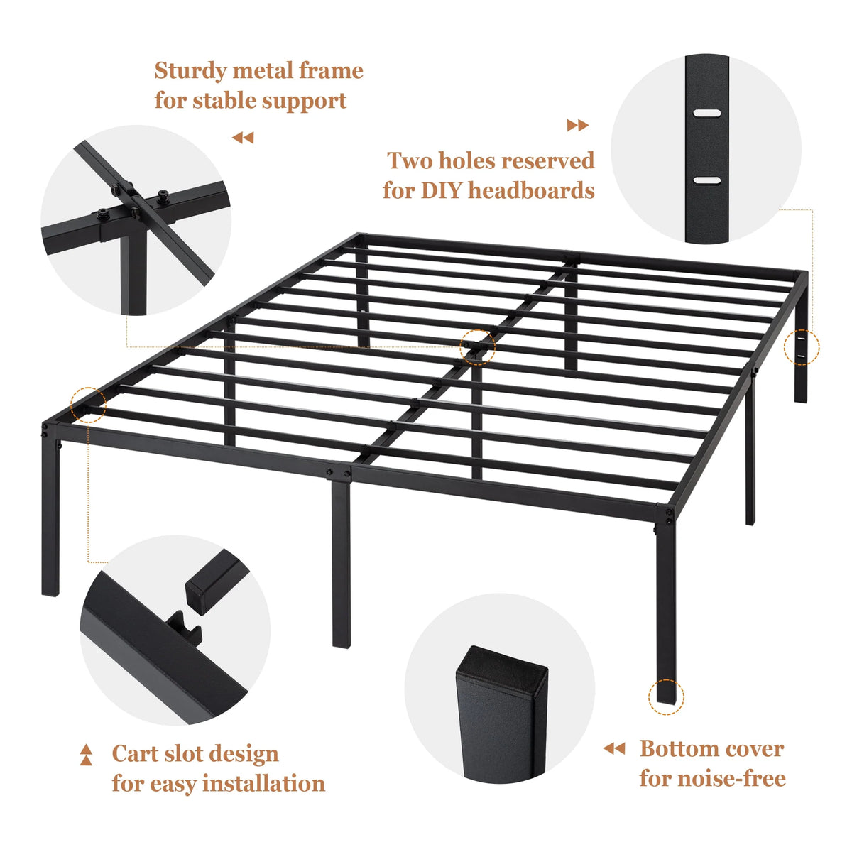 Heavy Duty Full Size Metal Platform Bed Frame with Under Bed Storage F9213