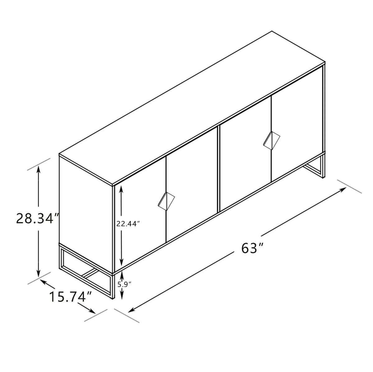 White Storage Sideboard Cabinet with 4 Doors F1918