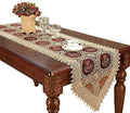 Vintage Gold Burgundy Lace Embroidered Table Runner 16 x 72 Inch V457