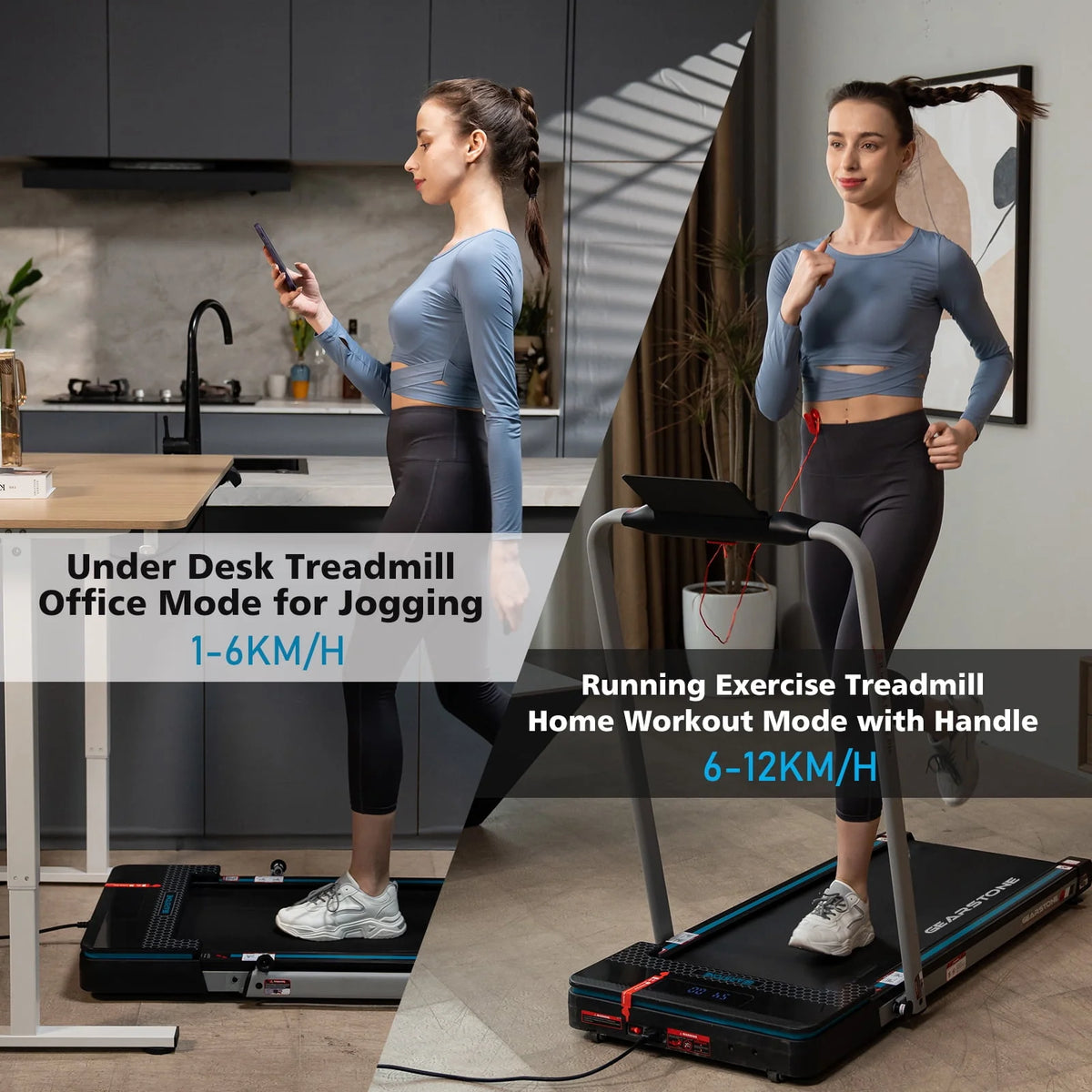 2 in 1 Folding Treadmill with Bluetooth Speakers K639882