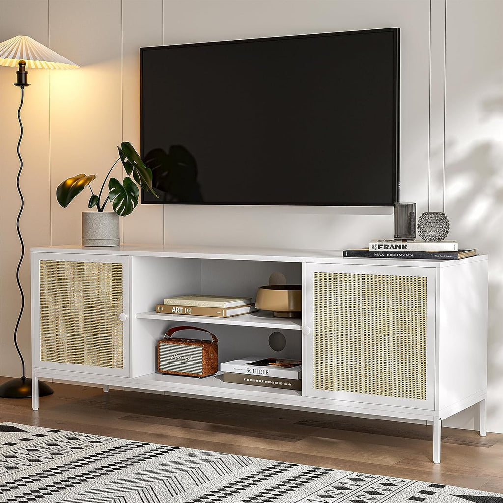 White Rattan TV Stand for 65 Inch TV T80053