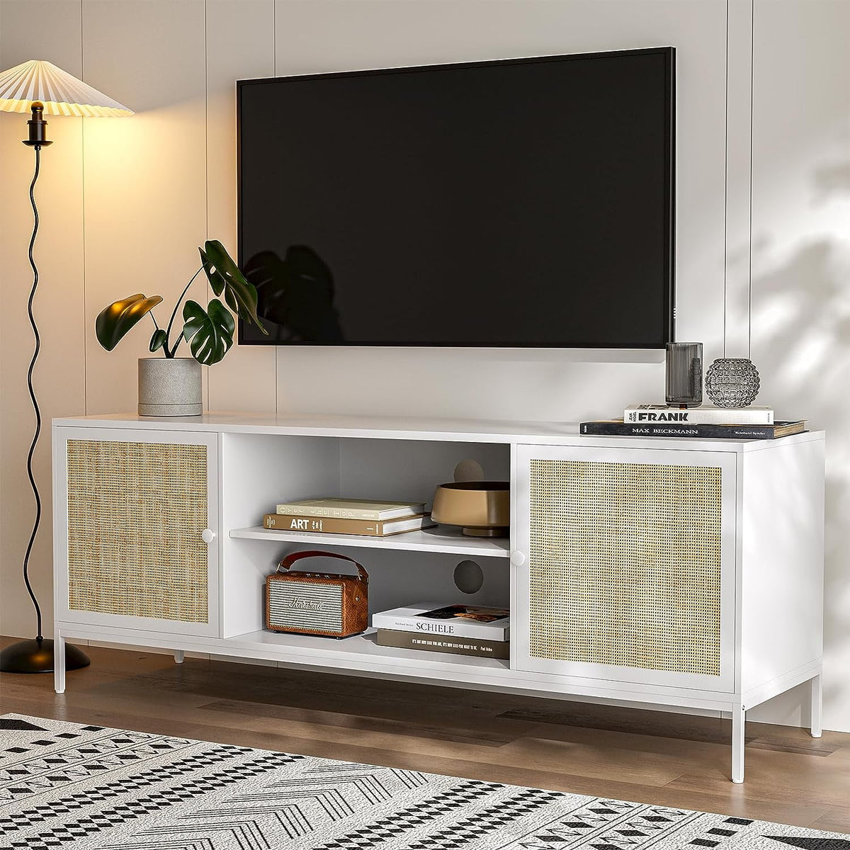 White Rattan TV Stand for 65 Inch TV T80053