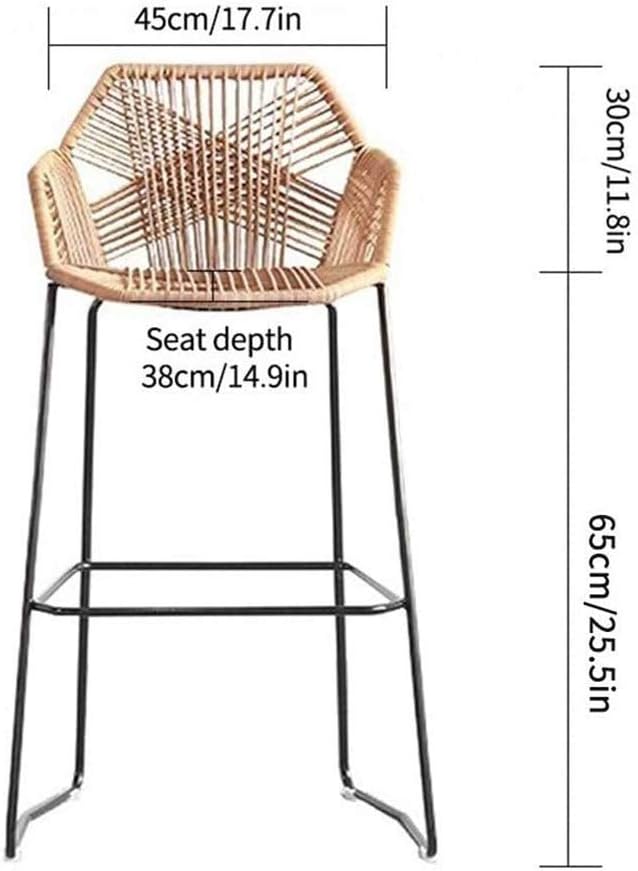 Beige Rattan Bar Stool with Footrest & Back N469