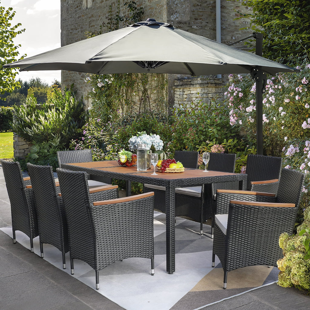 9 Pieces PE Rattan Wicker Patio Dining Set with Cushions A575618