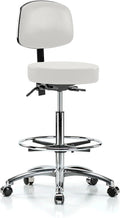 Chrome Height Adjustable Doctor's Stool with Back and Footring F7334