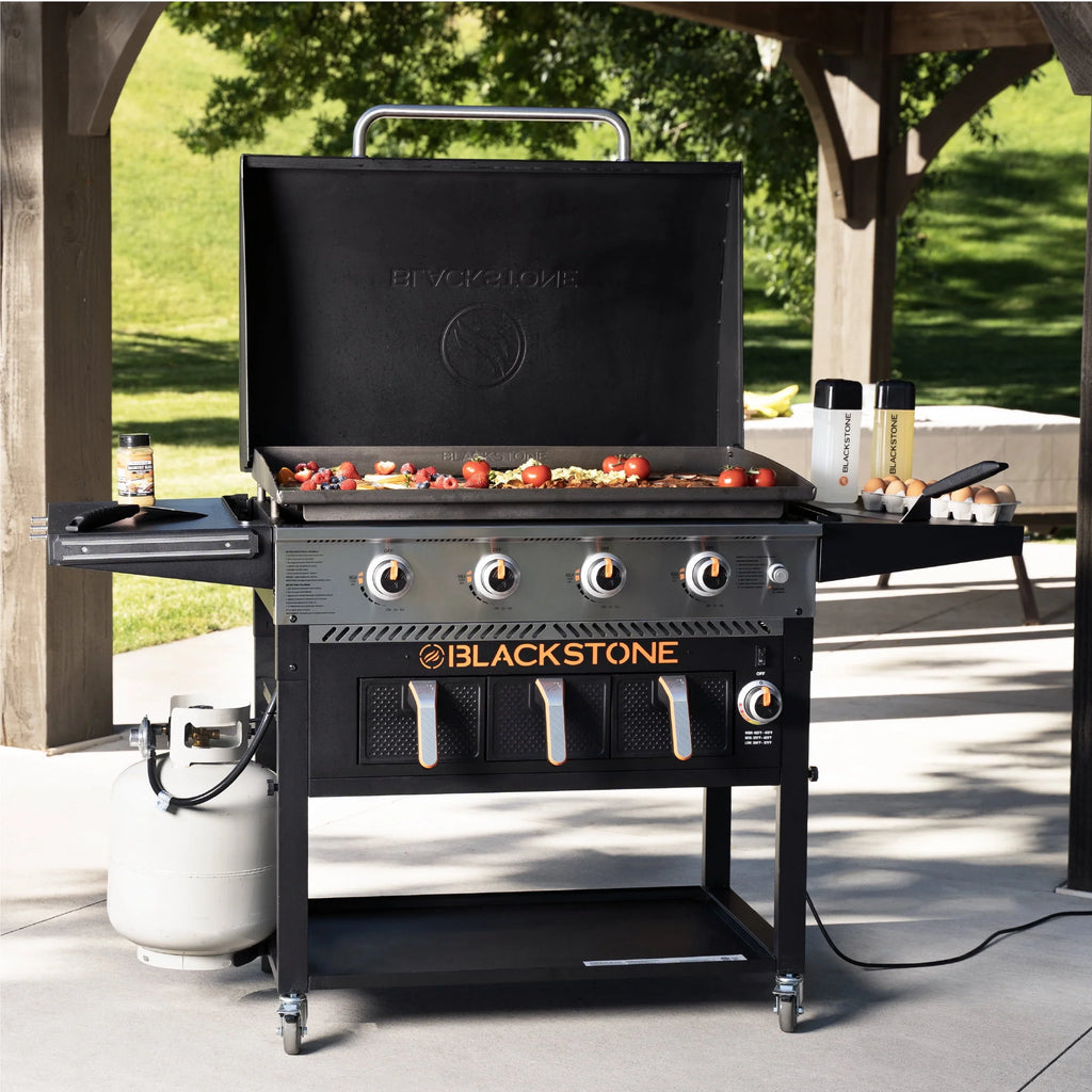 4-Burner Propane Griddle with Air Fryer and Hood E278238