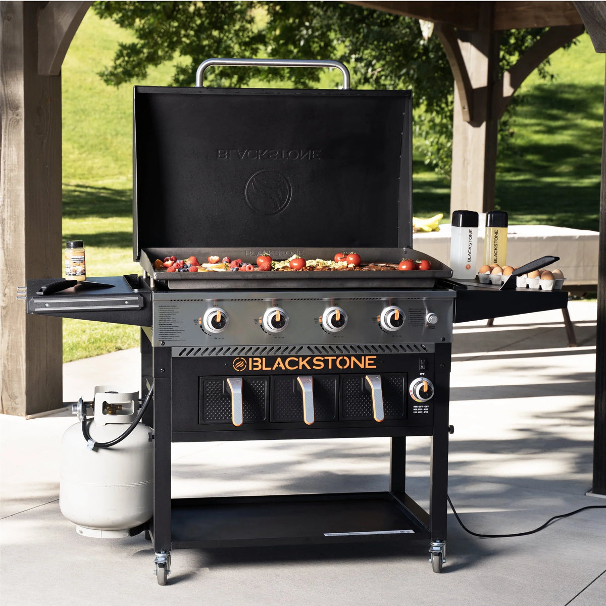 4-Burner Propane Griddle with Air Fryer and Hood E278238
