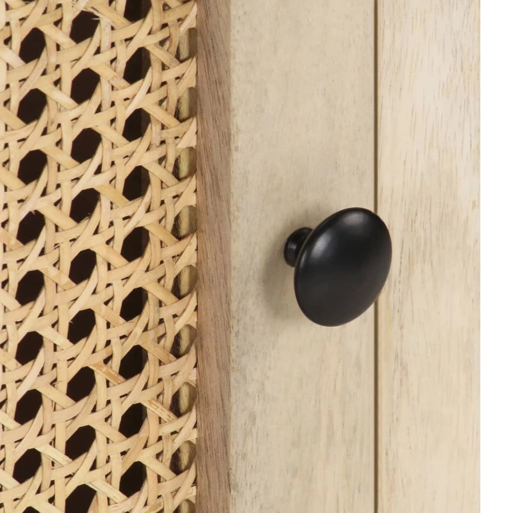 Solid Mango Wood and Natural Cane Bedside Cabinet R1299