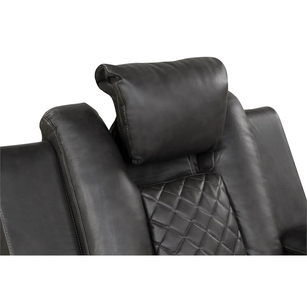 Gray Faux Leather Power Recliner N255077