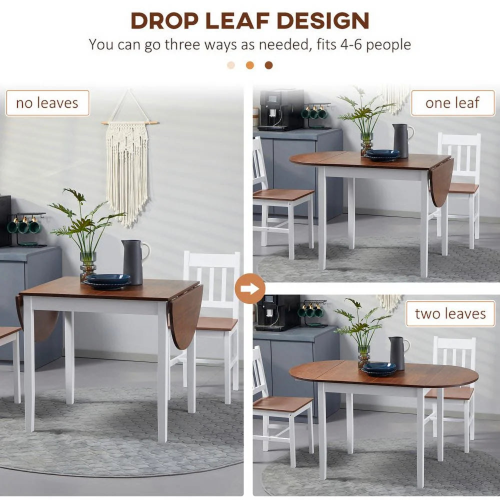 Brown Drop Leaf Solid Wood Dining Table M6882