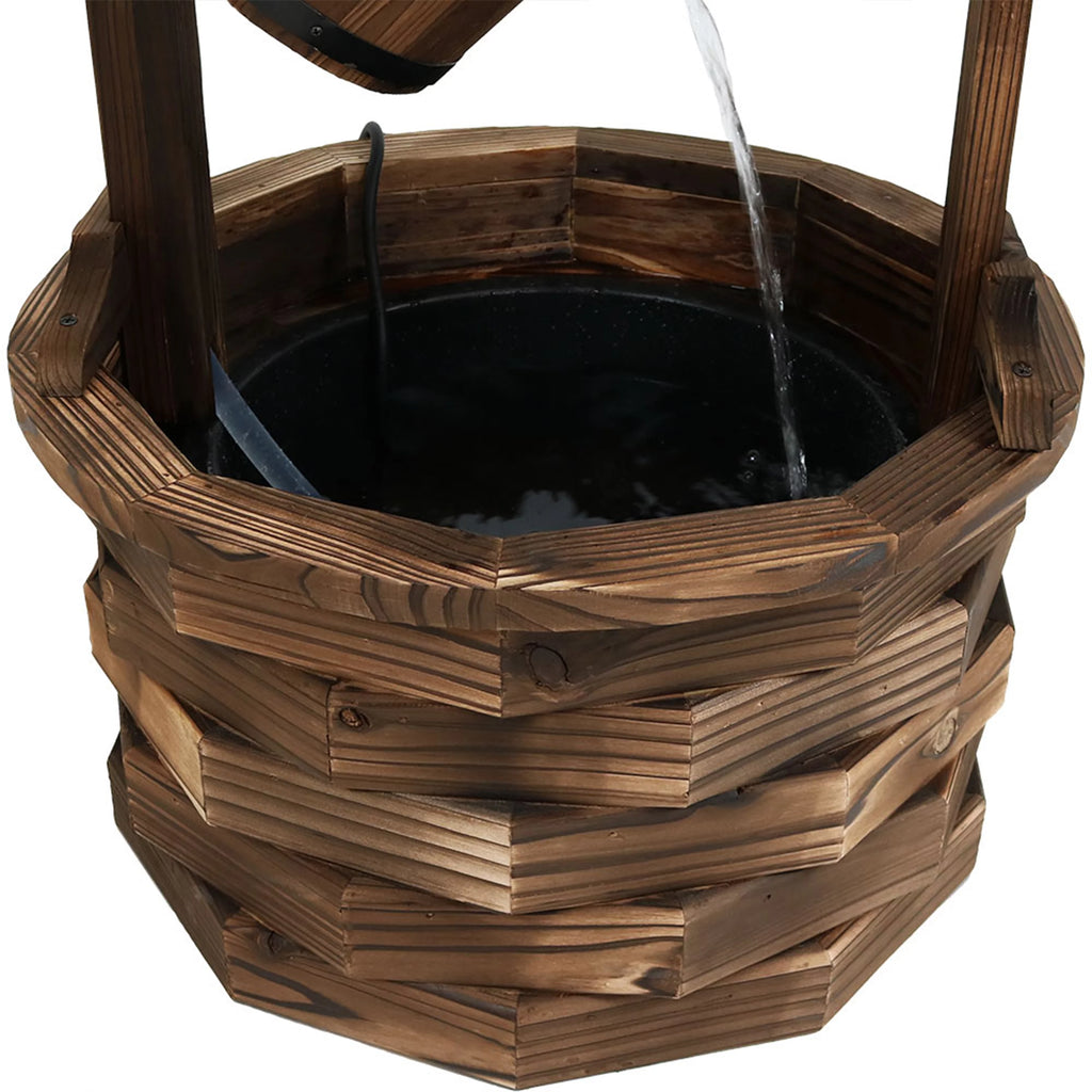Wood Wishing Well Fountain with Liner 48" H B7984