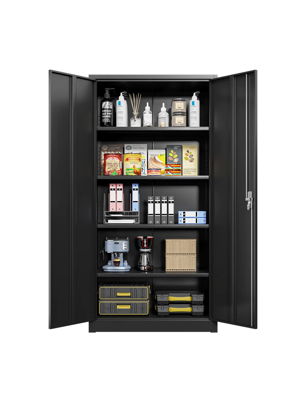 Metal Garage Storage Cabinet with 4 Shelves and Locking Doors W464