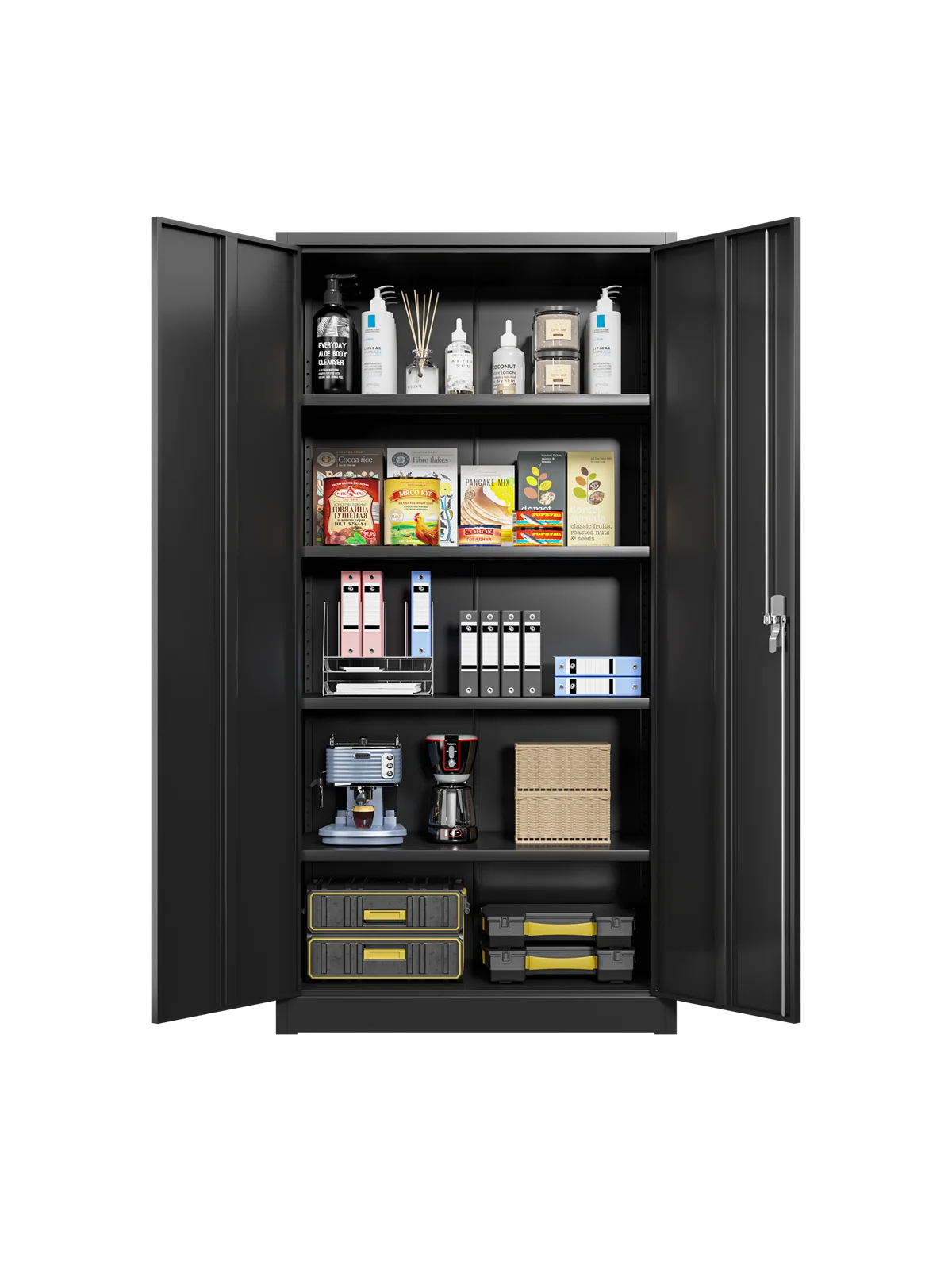 Metal Garage Storage Cabinet with 4 Shelves and Locking Doors W464