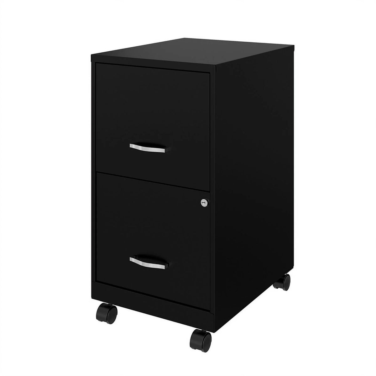 18" 2 Drawer Mobile Metal File Cabinet - Black C65995