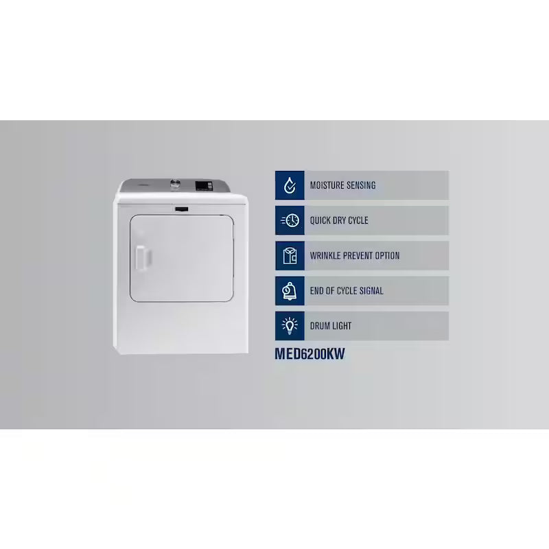White Electric Vented Dryer with Moisture Sensing N65837