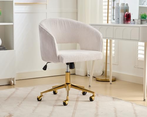 Velvet Upholstered Swivel Desk Chair with Gold Base E8008