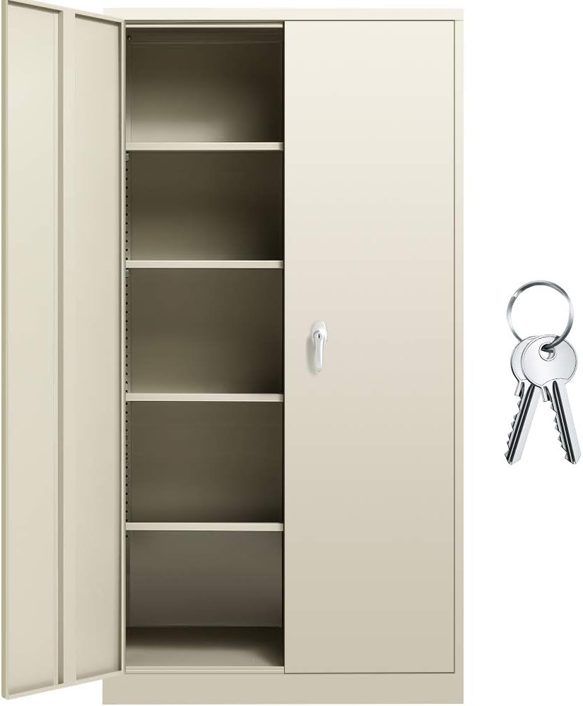 Lockable Steel Storage Cabinet with 2 Adjustable Shelves N8556
