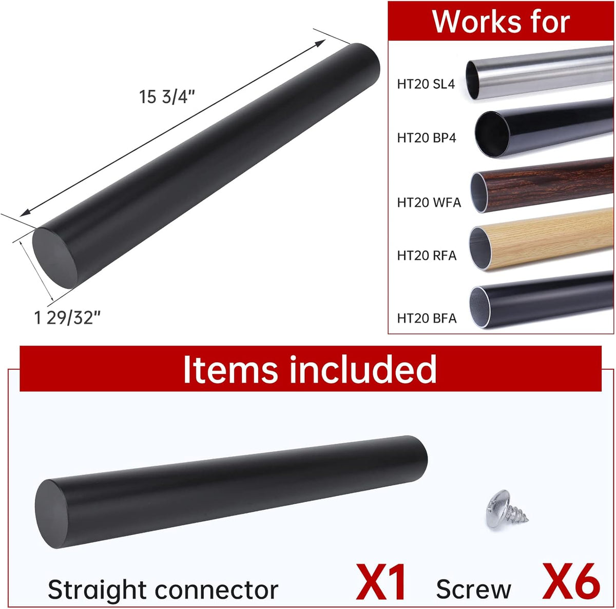 Black POM Internal Spline Handrail Connector I6157