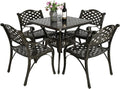 5-Piece Cast Aluminum Patio Dining Set with Umbrella Hole U3839