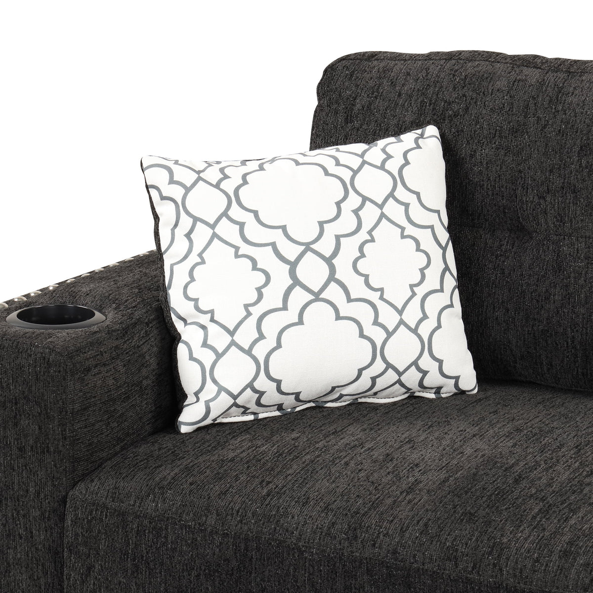 Black Reversible Pull-Out Sectional Sofa Bed with Storage Chaise I4433