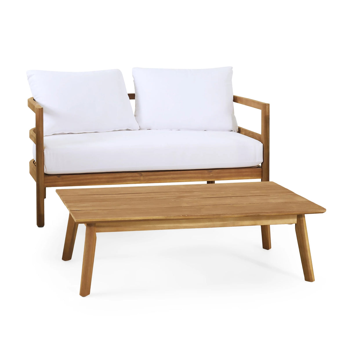 Acacia Wood Outdoor Loveseat and Coffee Table Set V993