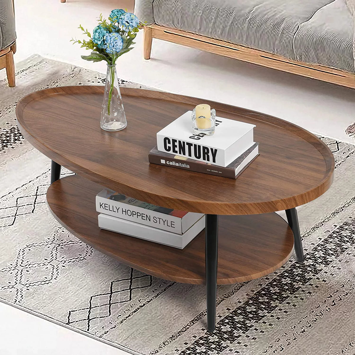 2-Tier Rustic Wood Coffee Table W1506