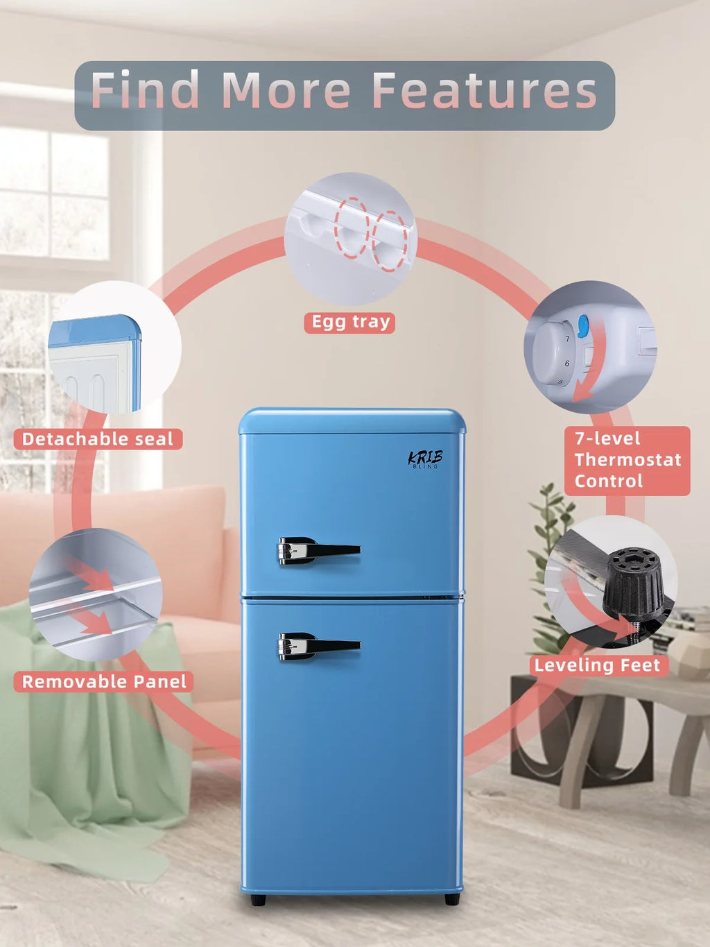 Blue 3.5 Cu.ft Compact Mini Fridge with Freezer A71123