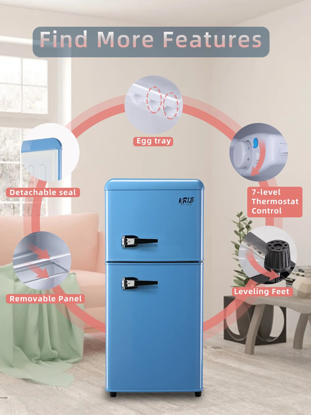 Blue 3.5 Cu.ft Compact Mini Fridge with Freezer A71123