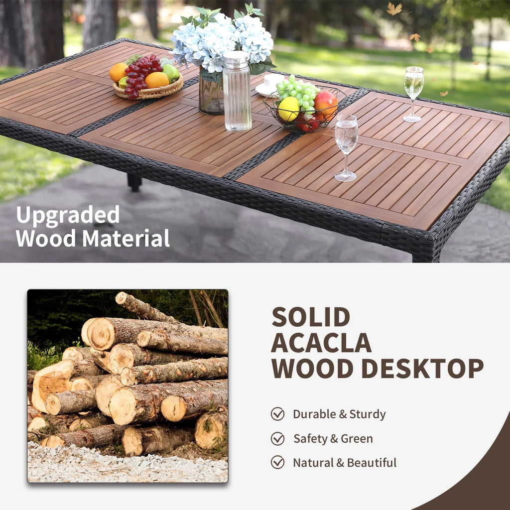 9 Pieces PE Rattan Wicker Patio Dining Set with Cushions A575618
