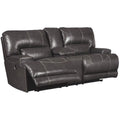 Gray Leather Power Reclining Loveseat C502