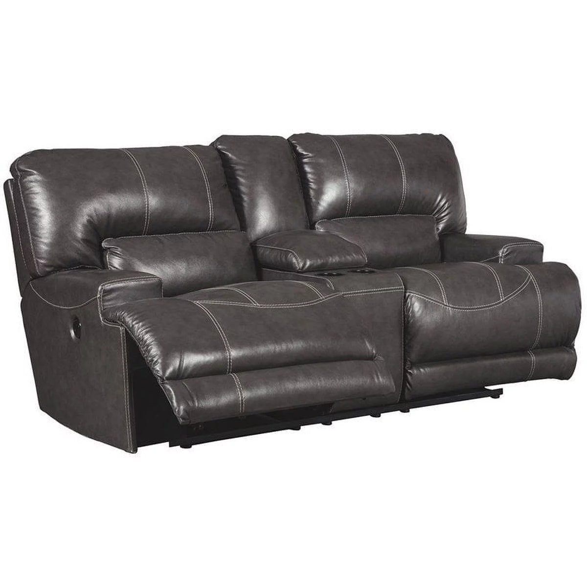 Gray Leather Power Reclining Loveseat C502