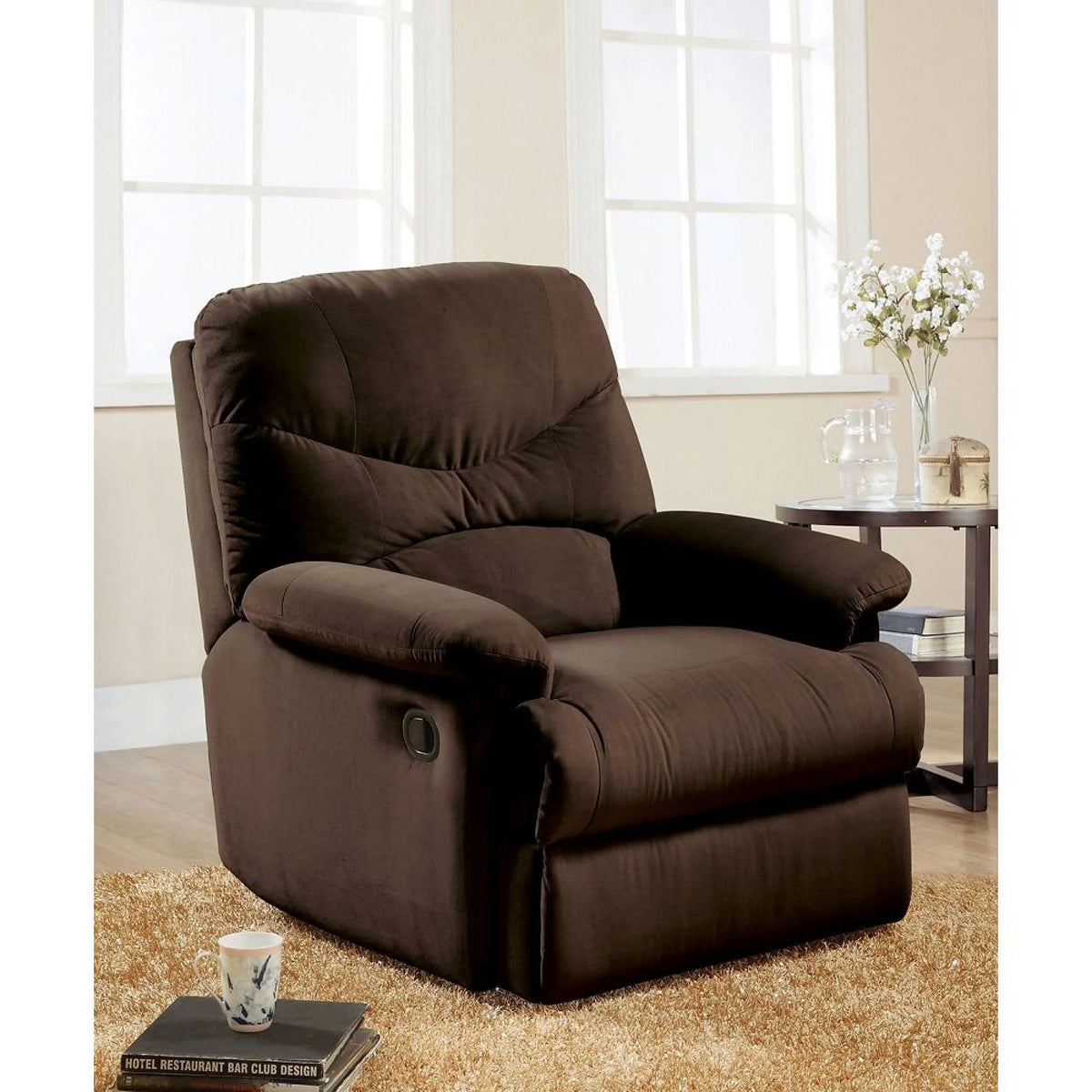 Chocolate Microfiber Glider Recliner Y459854