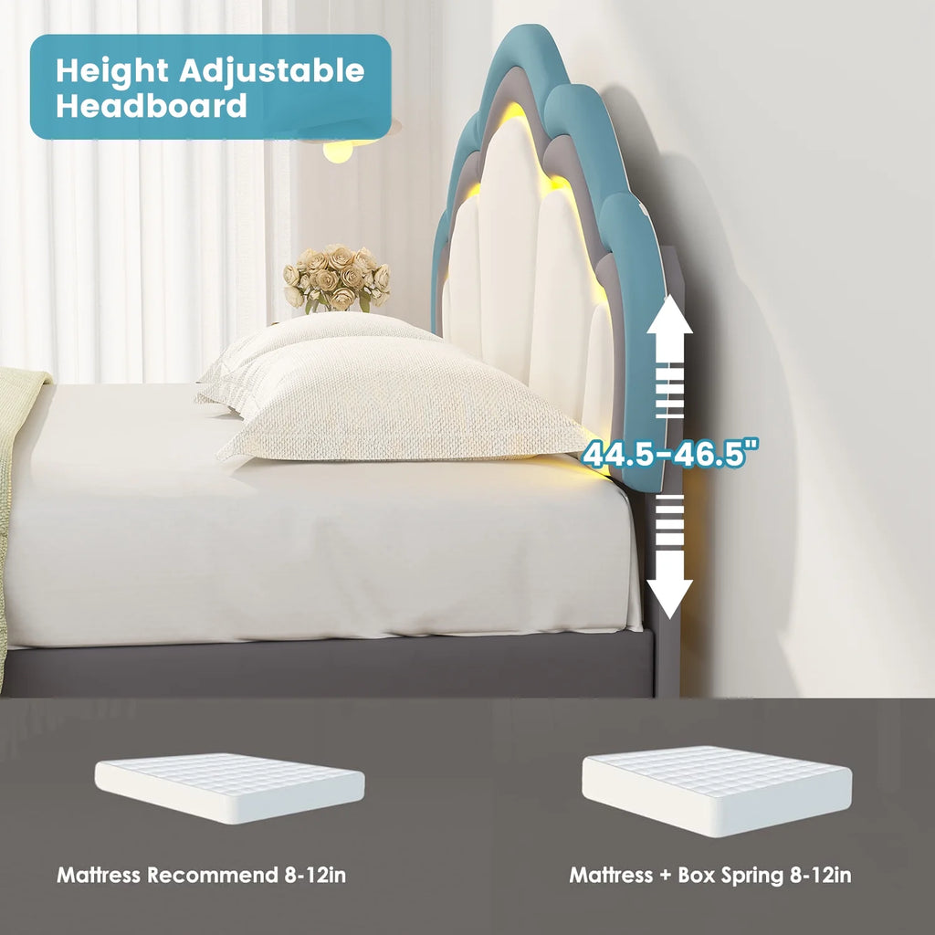 White Velvet Upholstered Twin Size Platform Bed Frame F96227