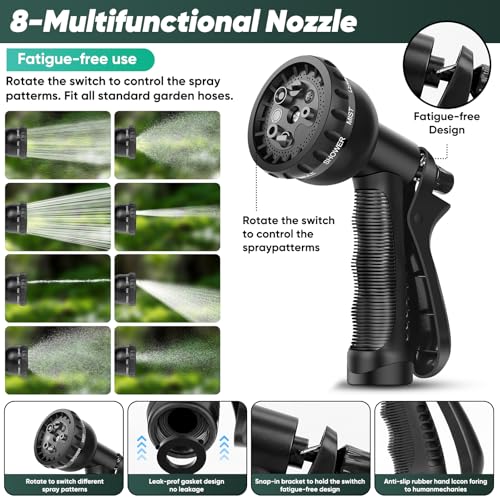 100FT Lightweight Garden Hose with 8 Function Nozzle B74991