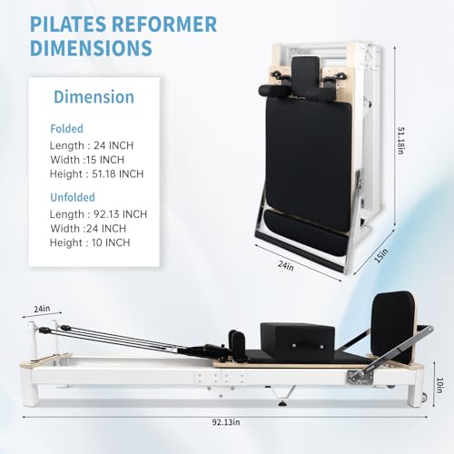 Foldable Pilates Reformer Machine with Aluminum Frame C3851