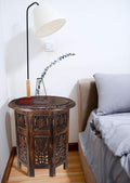 Solid Wood Hand Carved Octagonal Accent Table 18 Inch B829102