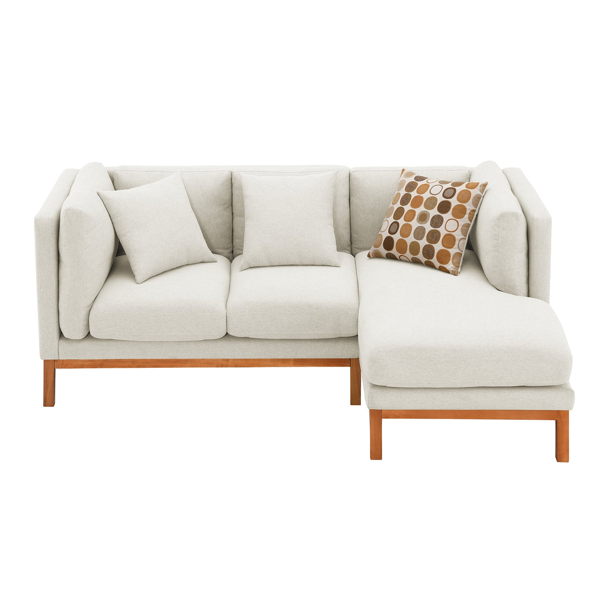 Cream Linen L Shaped Sectional Sofa with Chaise E693847