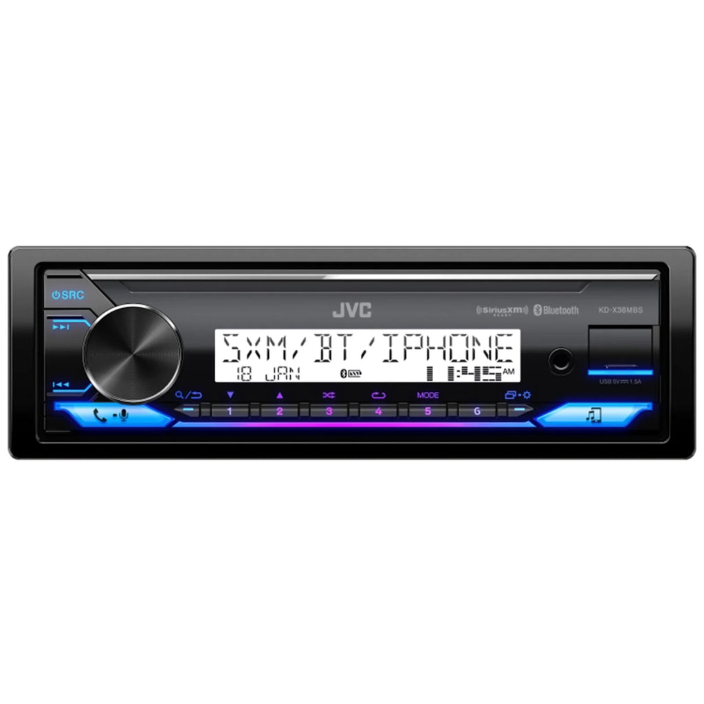 Single DIN Marine Bluetooth USB AUX LED AM/FM Radio Stereo Receiver with Dash Protector and Antenna H26398