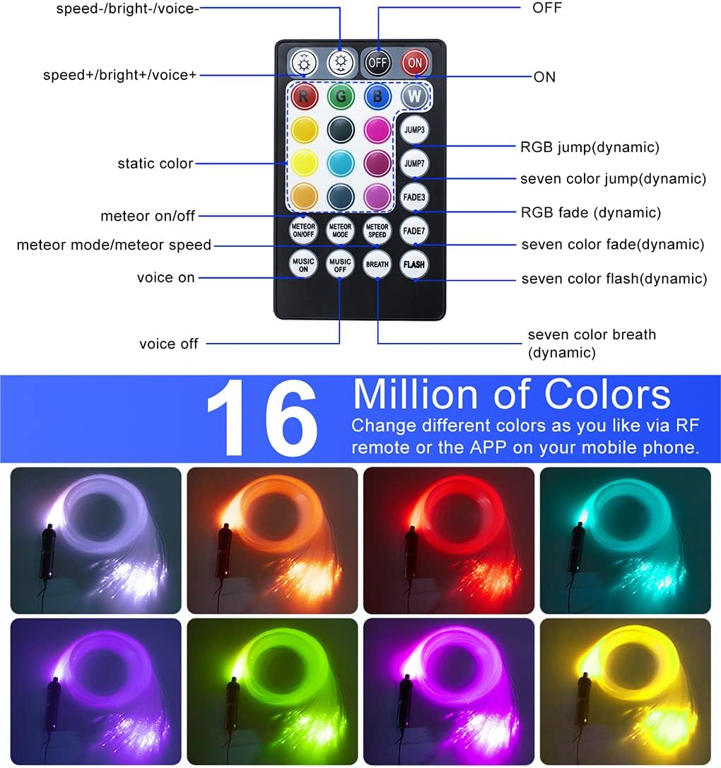 Bluetooth RGBW LED Fiber Optic Shooting Star Ceiling Light Kit X67398