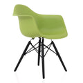 Green Molded Plastic Dining Arm Chair with Black Wood Legs Z4367