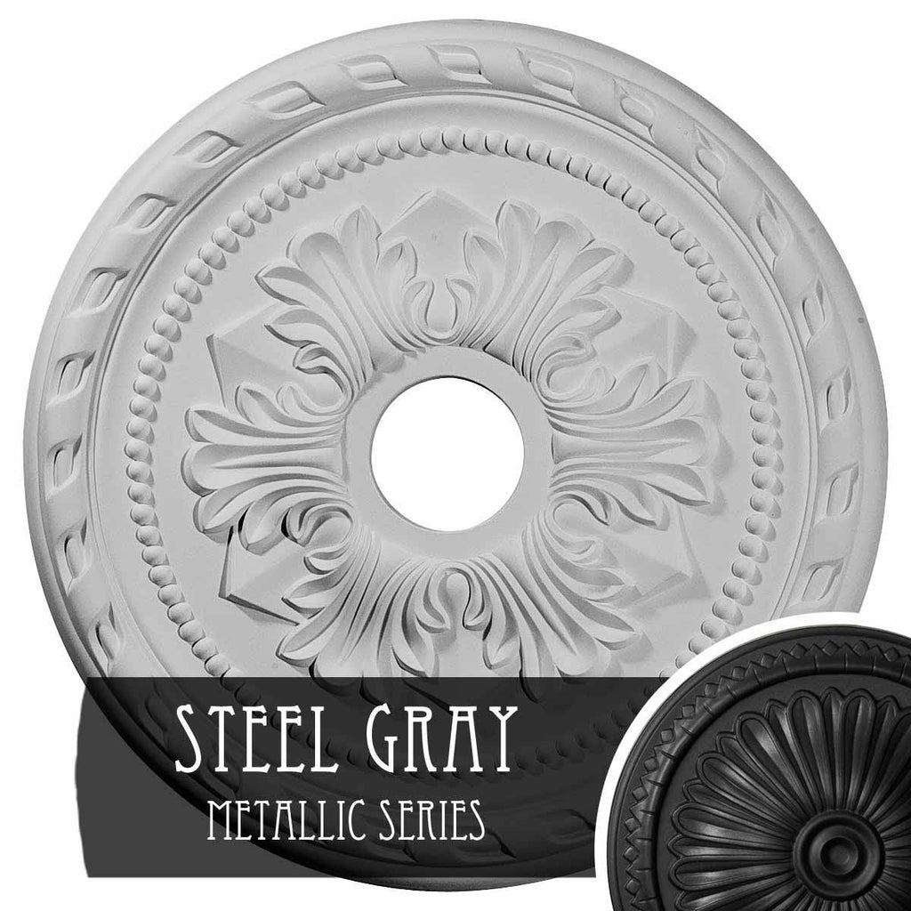 Hand-Painted Steel Gray Ceiling Medallion S48232
