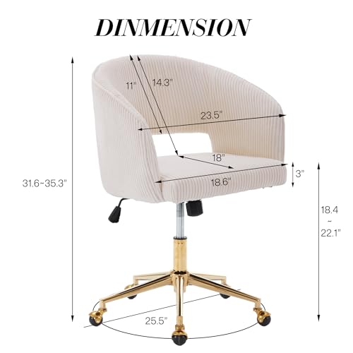 Velvet Upholstered Swivel Desk Chair with Gold Base E8008